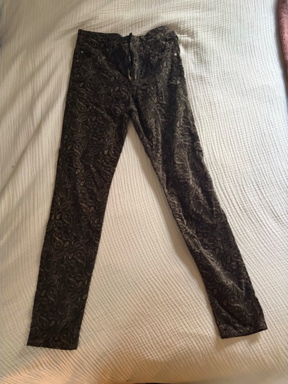 Anthropologie Stevie Velvet Paisley Jeans-- Brown High Rise Ankle Skinny
